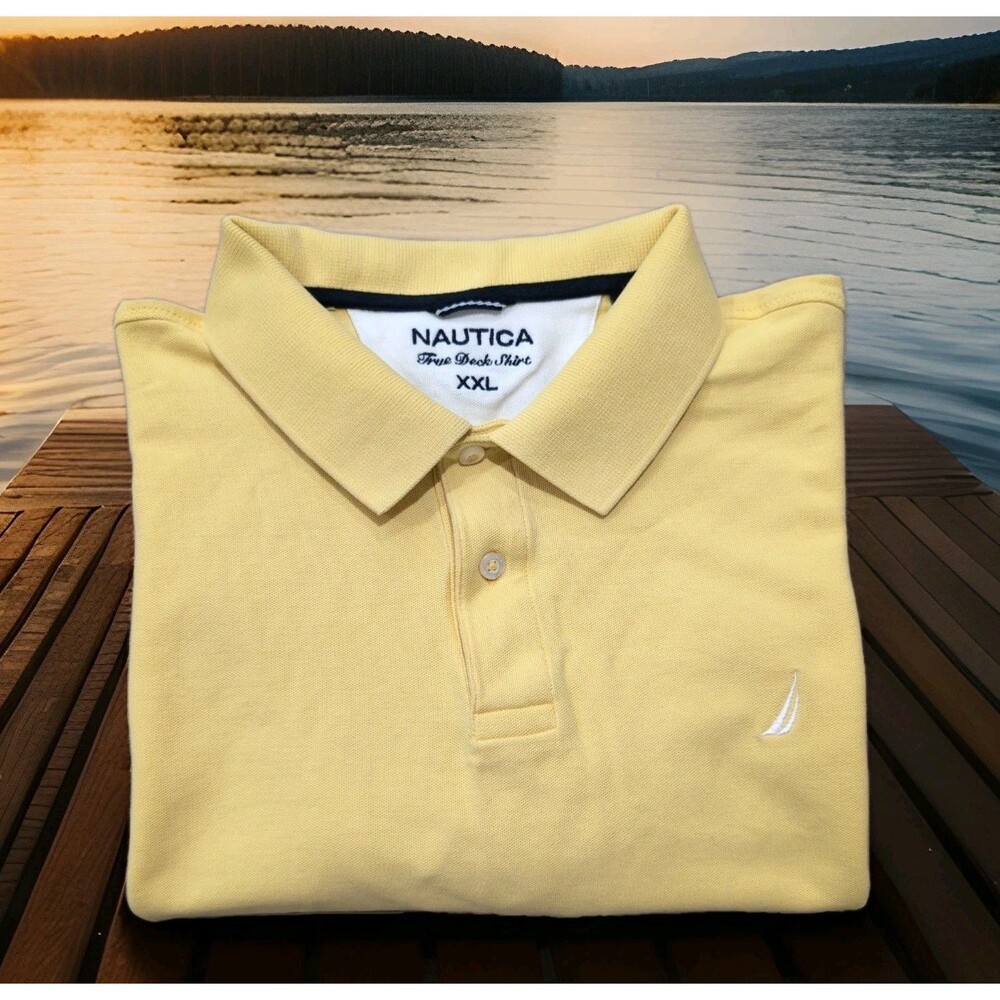 NAUTICA TRUE DECK SHIRT YELLOW SHORT SLEEVE POLO MEN'S XXL EUC